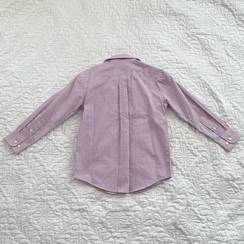 Cat & Jack Boys XS (4-5) Long Sleeve Striped Dress Shirt Red White and Blue - Picture 4 of 5